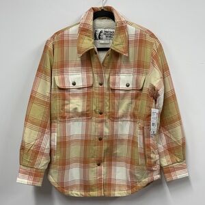 Marmot Orange Plaid Sherpa fleece Utility Jacket S NEW